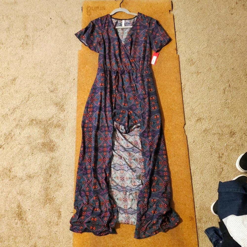 NWT Short Romper With Maxi Skirt Overlay